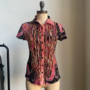 Vintage 90's Deadstock Sheer Paisley BlousR